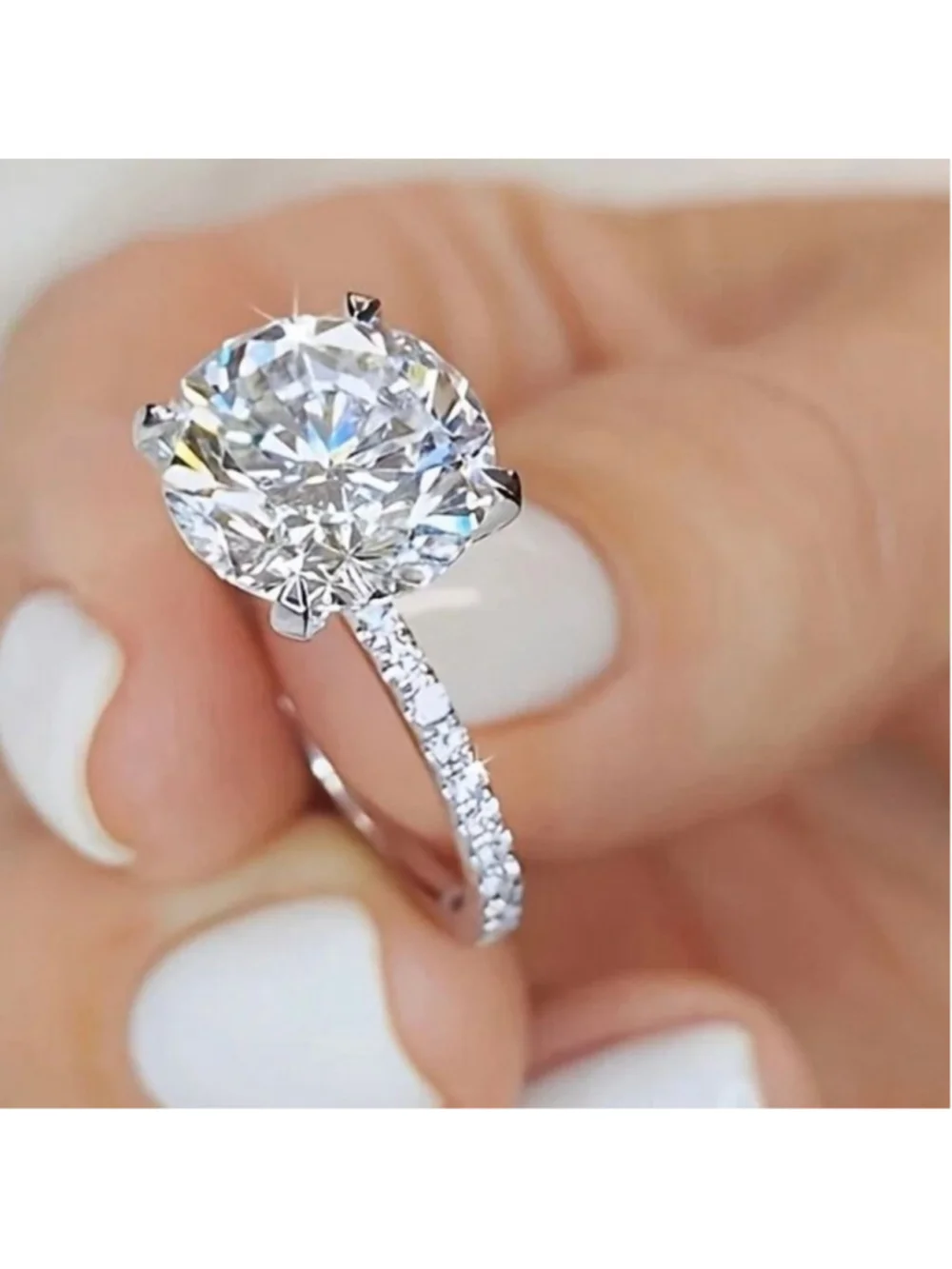 Moissanite Diamond Ring 5 Ct Engagement Wedding Round Cut Solitaire GRA